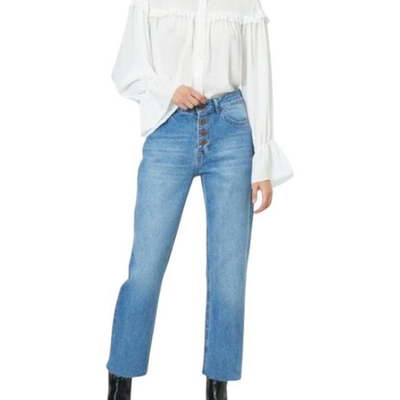 KOTON Button High Waist Light Wash Jeans 32 / 32 - Picture 6 of 8